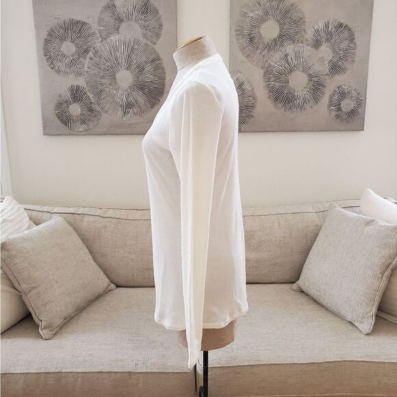 NEW! Rebecca Taylor Ribbed Pima Cotton V-Neck Cardigan - size Large in Ivory. - Picture 7 of 13